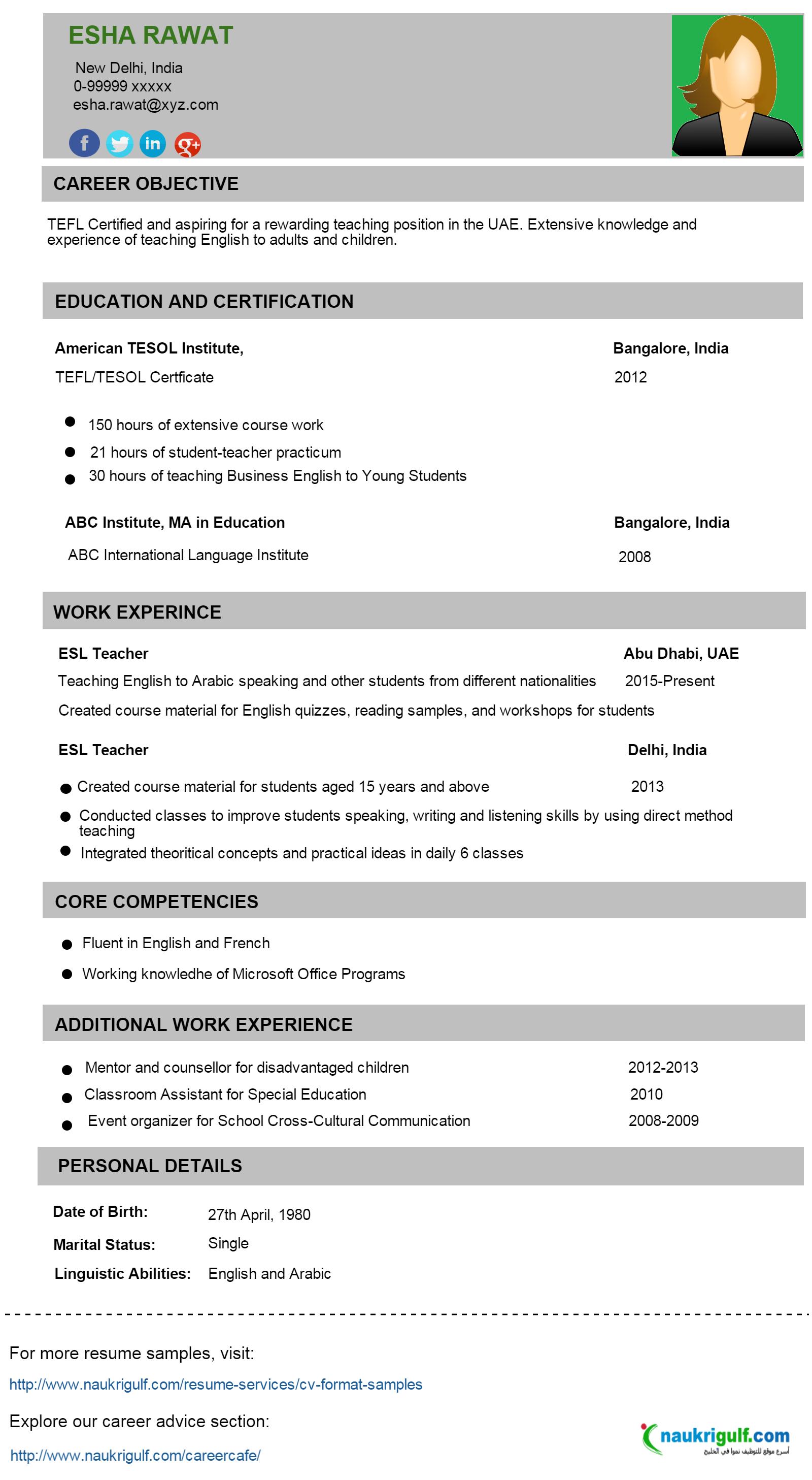 Writing A Cv For Teaching Jobs CV And Cover Letter Examples For Teachers